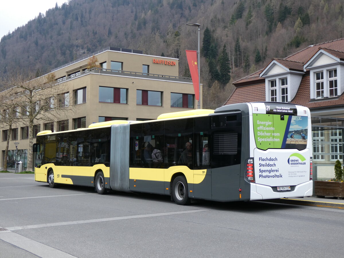 (273'243) - STI Thun - Nr. 721/BE 904'721 - Mercedes am 28. M�rz 2025 beim Bahnhof Interlaken Ost