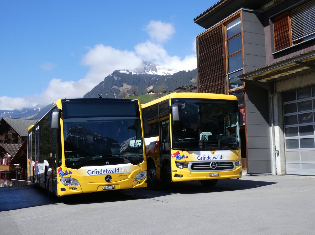 (273'286) - GrindelwaldBus, Grindelwald - Nr. 204/BE 905'204 - Mercedes am 28. M�rz 2025 in Grindelwald, Garage