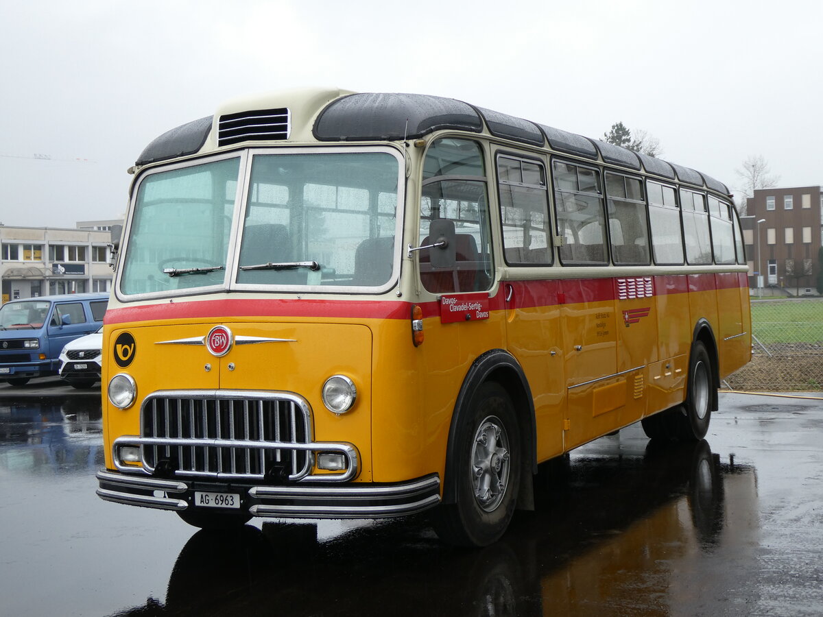 (273'314) - Stutz, Jonen - AG 6963 - FBW/R&J (ex Tanner&Lambach, Reigoldswil Nr. 2; ex Hunziker, R�schlikon; ex P 24'059; ex P 21'559) am 29. M�rz 2025 in Affoltern, Garage