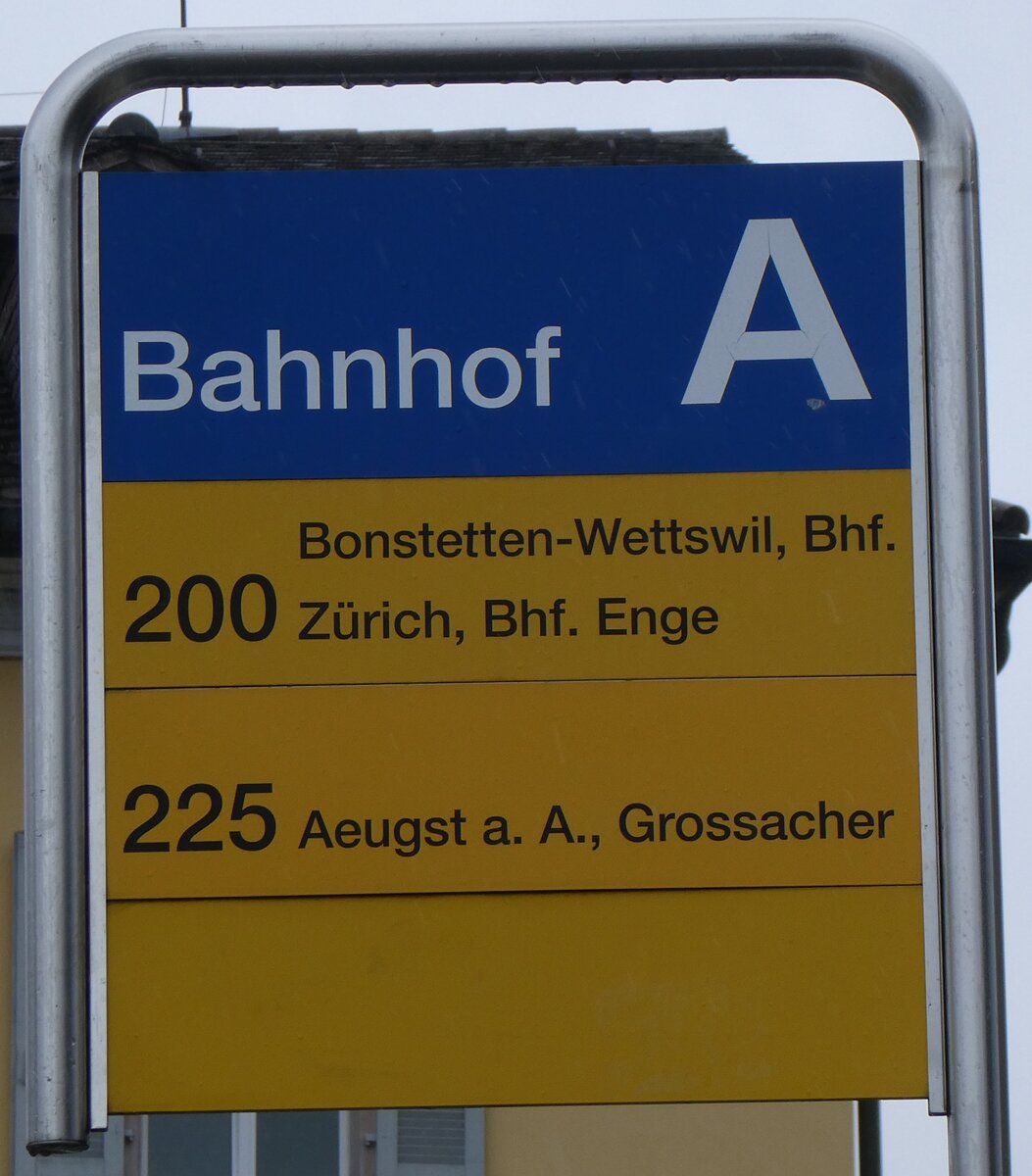 (273'358) - ZVV/PostAuto-Haltestellenschild - Affoltern, Bahnhof - am 29. M�rz 2025