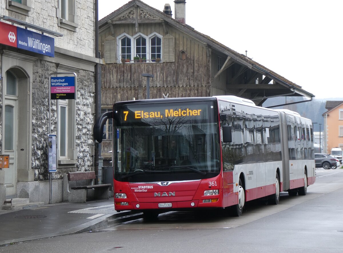 (273'366) - SW Winterthur - Nr. 361/ZH 473'361 - MAN am 29. M�rz 2025 beim Bahnhof Winterthur W�lflingen