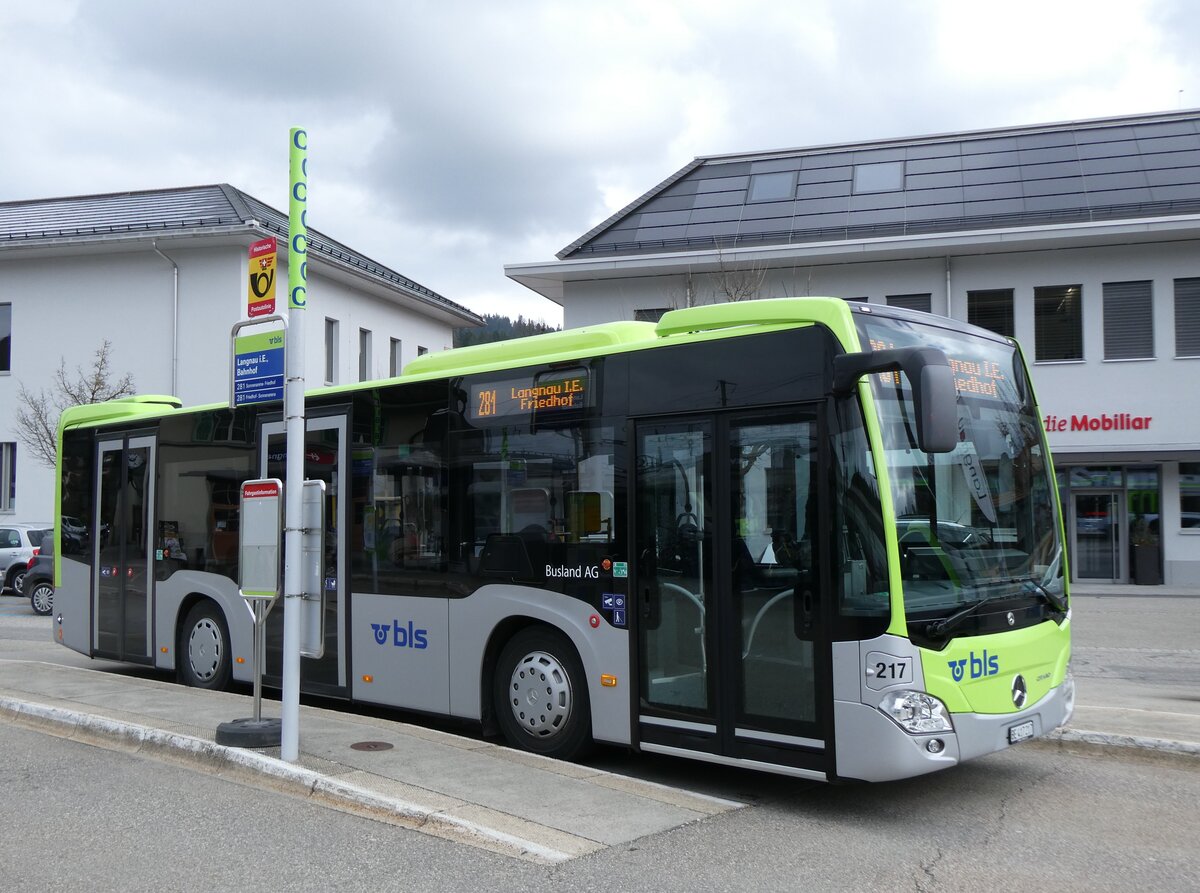 (273'440) - Busland, Burgdorf - Nr. 217/BE 417'217 - Mercedes am 31. M�rz 2025 beim Bahnhof Langnau