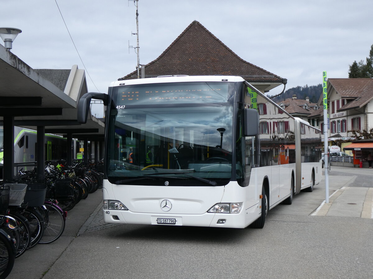 (273'443) - Eurobus, Arbon - Nr. 40/TG 187'796/PID 4547 - Mercedes (ex Nr. 13) am 31. M�rz 2025 beim Bahnhof Langnau 