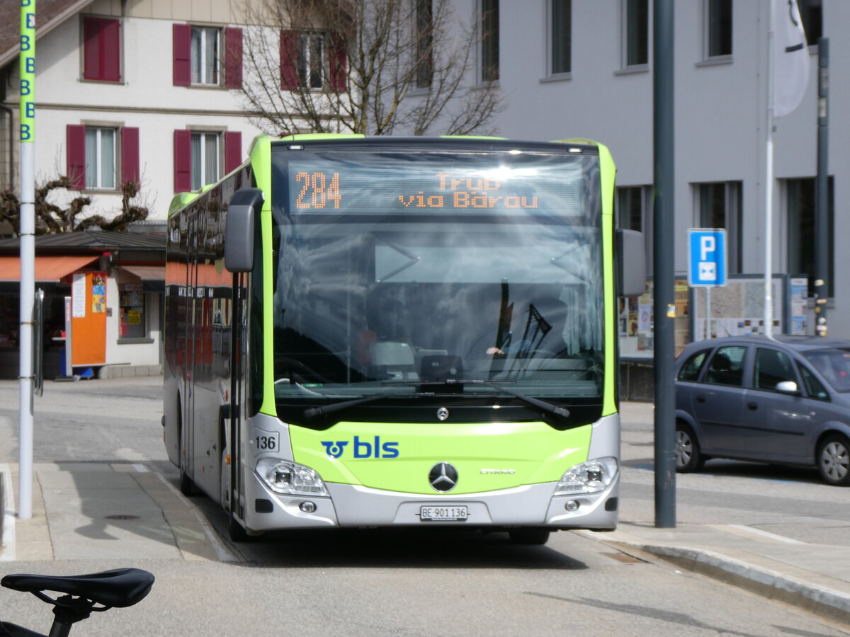 (273'446) - Busland, Burgdorf - Nr. 136/BE 901'136 - Mercedes am 31. M�rz 2025 beim Bahnhof Langnau