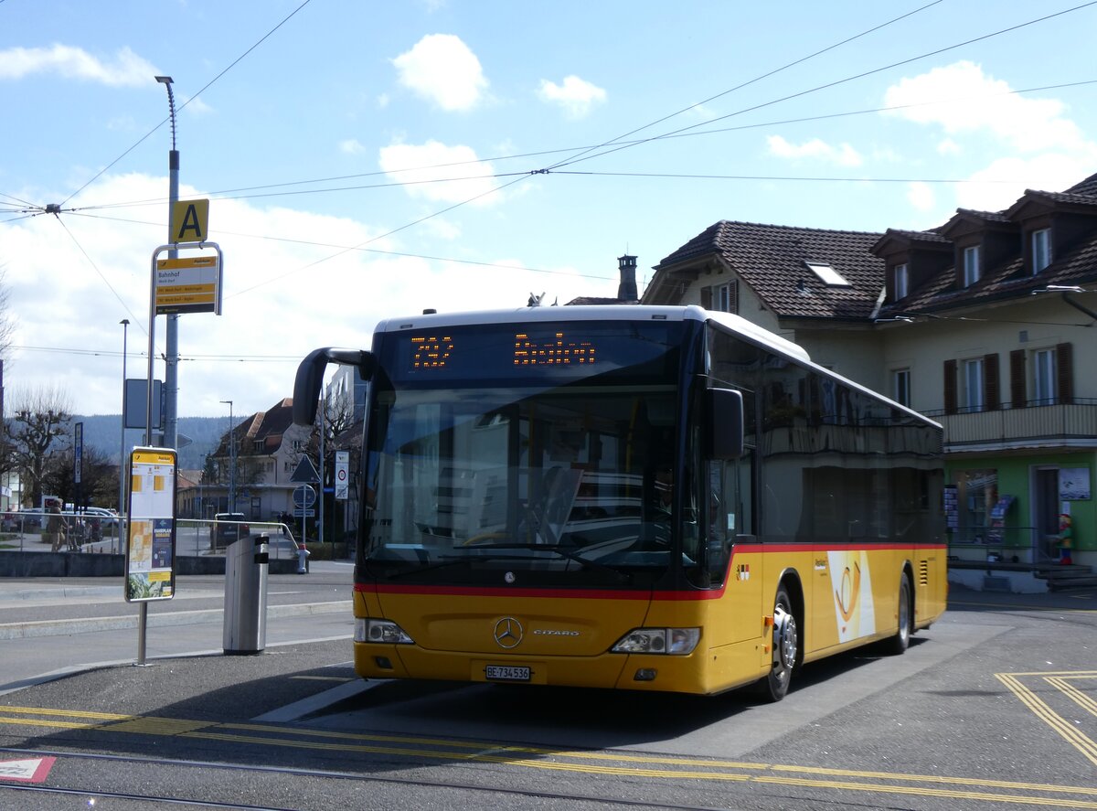 (273'467) - PostAuto Bern - Nr. 536/BE 734'536/PID 5419 - Mercedes am 31. M�rz 2025 beim Bahnhof Worb Dorf