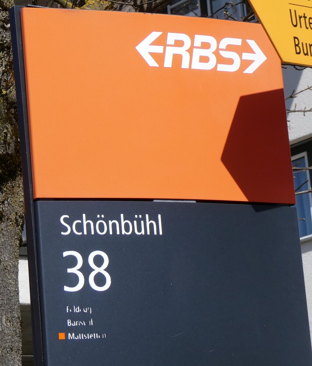 (273'469) - RBS-Haltestellenschild - Sch�nb�hl, Bahnhof - am 31. M�rz 2025