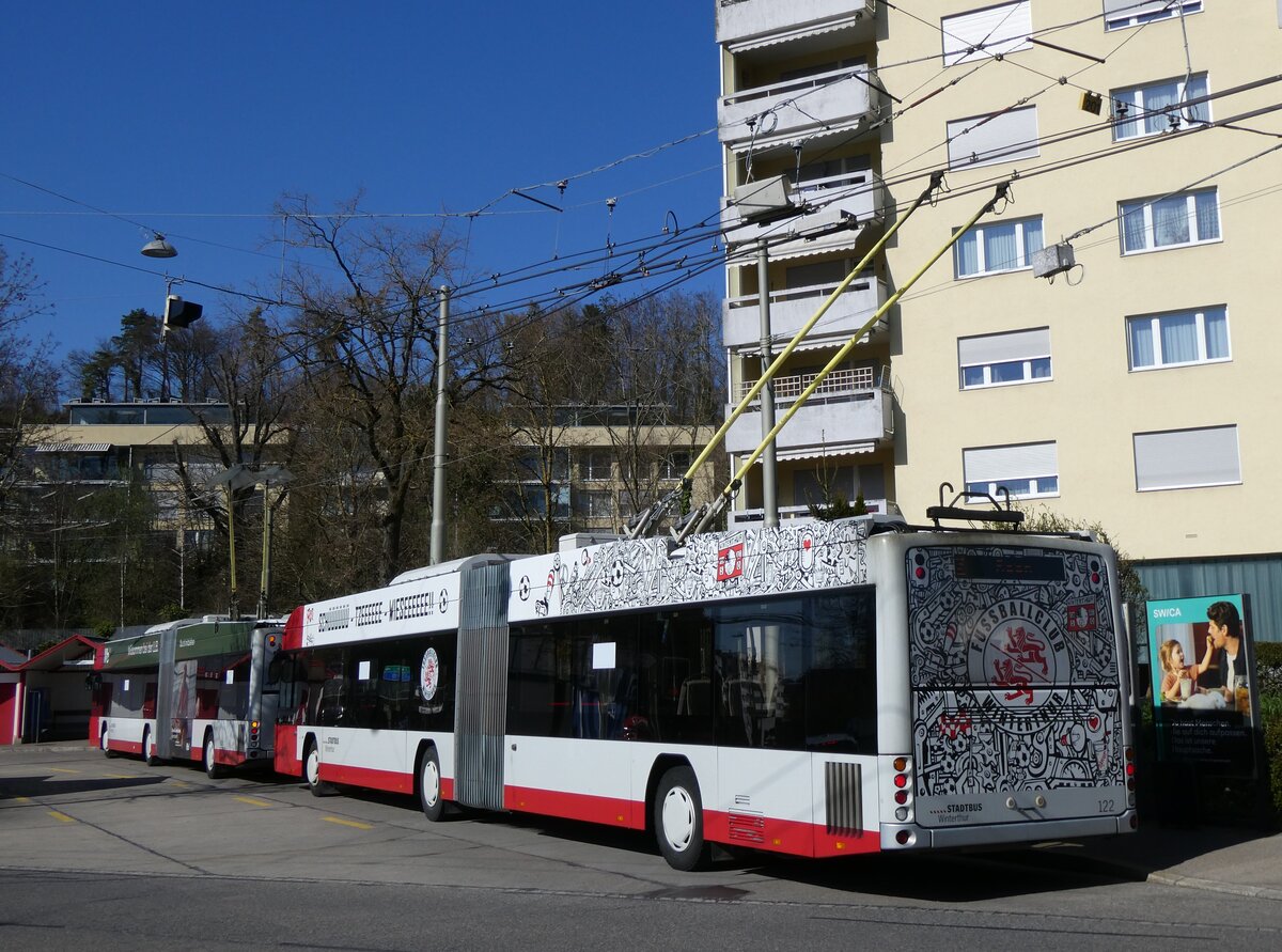 (273'516) - SW Winterthur - Nr. 122 - Hess/Hess Gelenktrolleybus am 2. April 2025 in Winterthur, W�lflingen