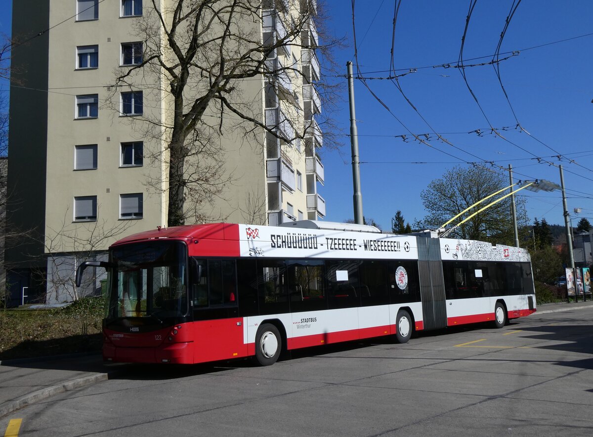 (273'518) - SW Winterthur - Nr. 122 - Hess/Hess Gelenktrolleybus am 2. April 2025 in Winterthur, W�lflingen