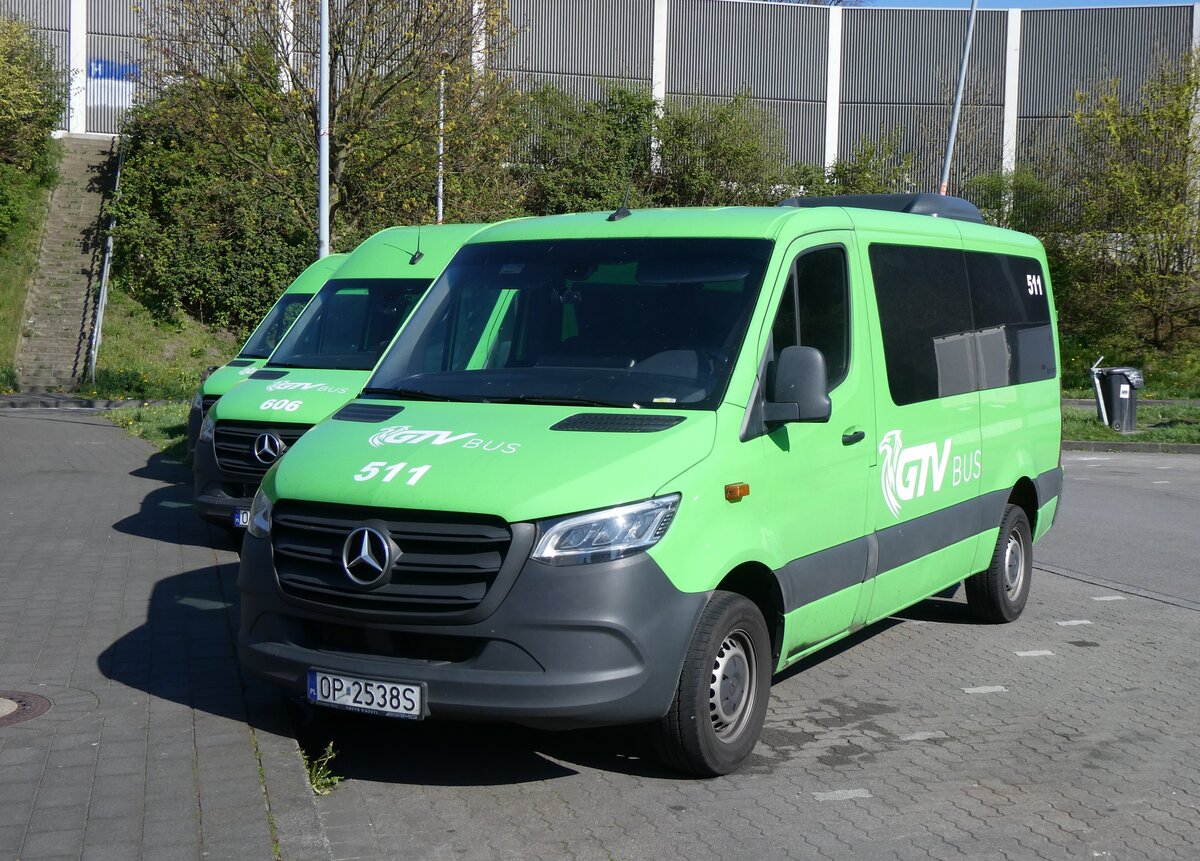 (273'543) - Aus Polen: GTV Bus, Ozimek - Nr. 511/OP 2538S - Mercedes am 3. April 2025 in Bottrop, Rastst�tte