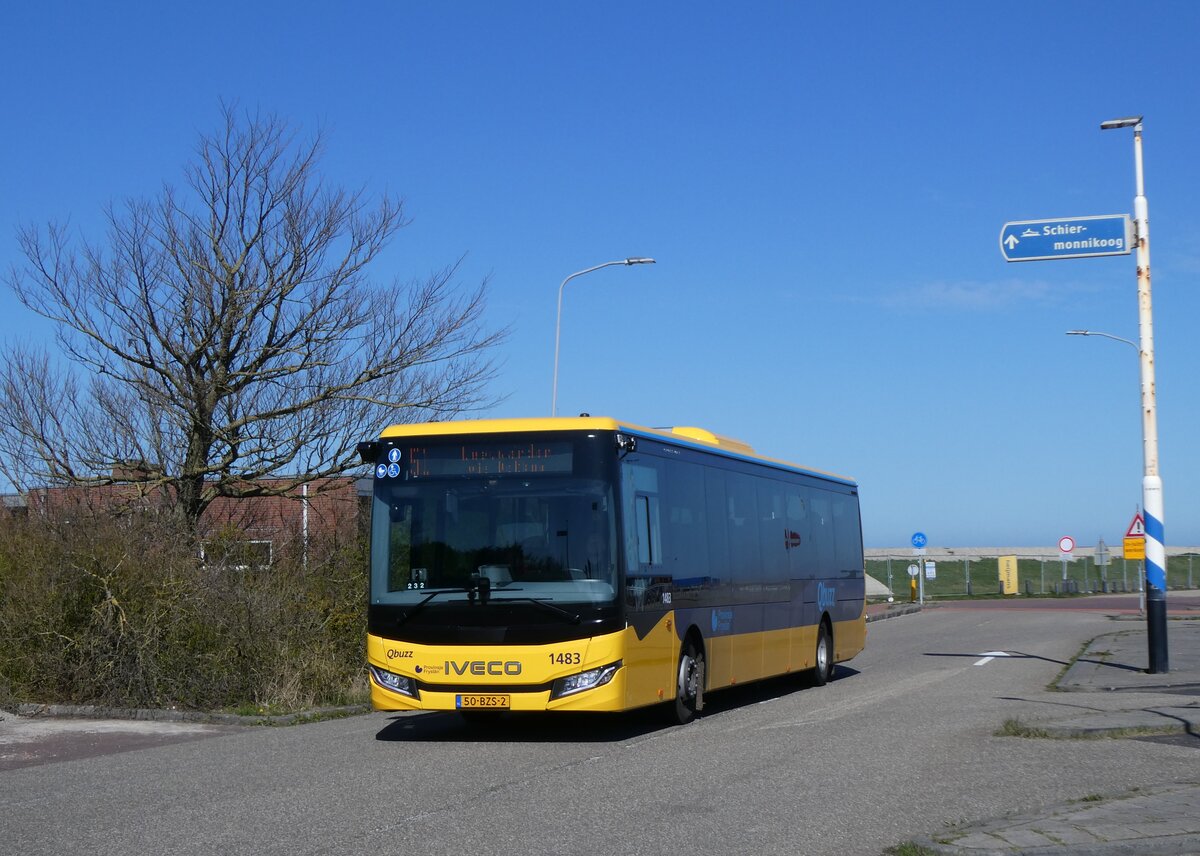 (273'712) - Qbuzz, Groningen - Nr. 1483/50-BZS-2 - Iveco am 5. April 2025 in Lauwersoog, Veerhaven