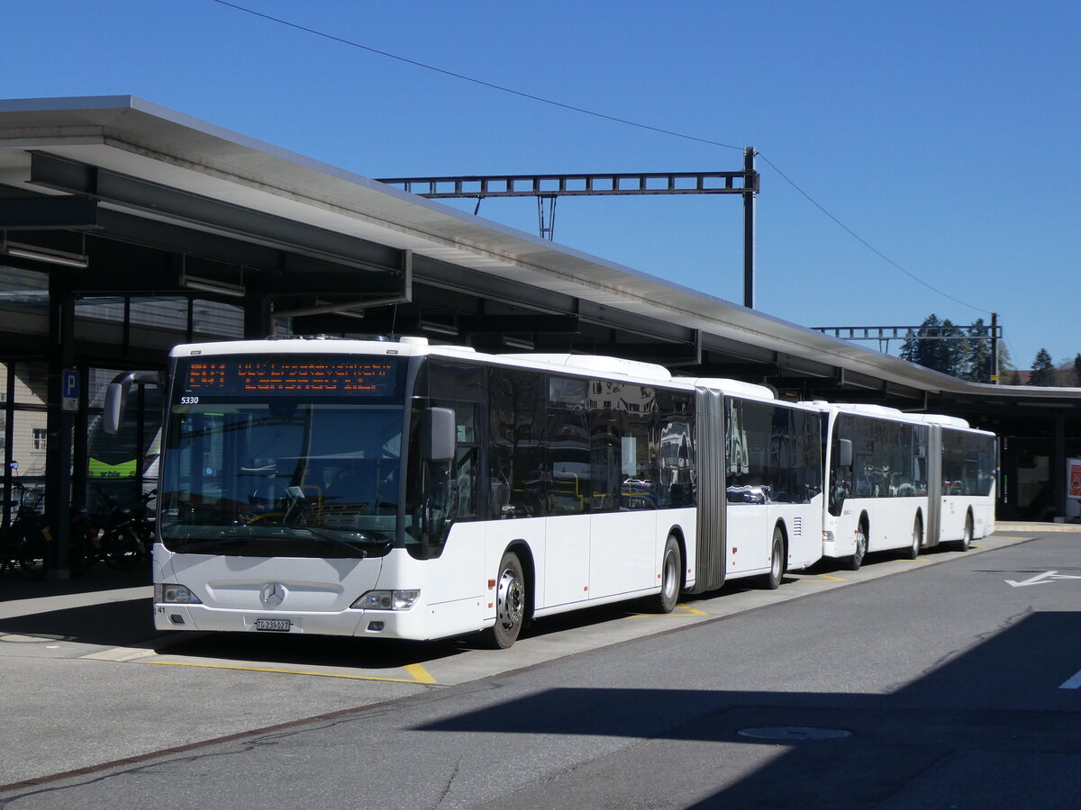 (273'830) - Eurobus, Arbon - Nr. 41/TG 239'027/PID 5330 - Mercedes (ex Nr. 14) am 11. April 2025 beim Bahnhof Sch�pfheim
