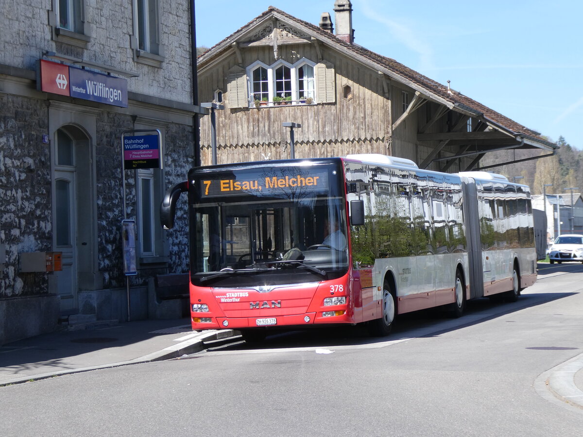 (273'896) - SW Winterthur - Nr. 378/ZH 926'378 - MAN am 12. April 2025 beim Bahnhof Winterthur W�lflingen