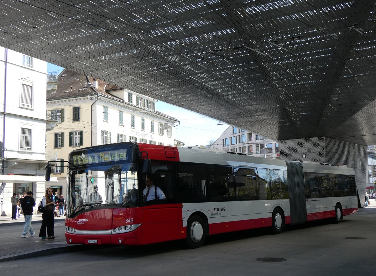 (274'078) - SW Winterthur - Nr. 343/ZH 745'343 - Solaris am 19. April 2025 beim Hauptbahnhof Winterthur