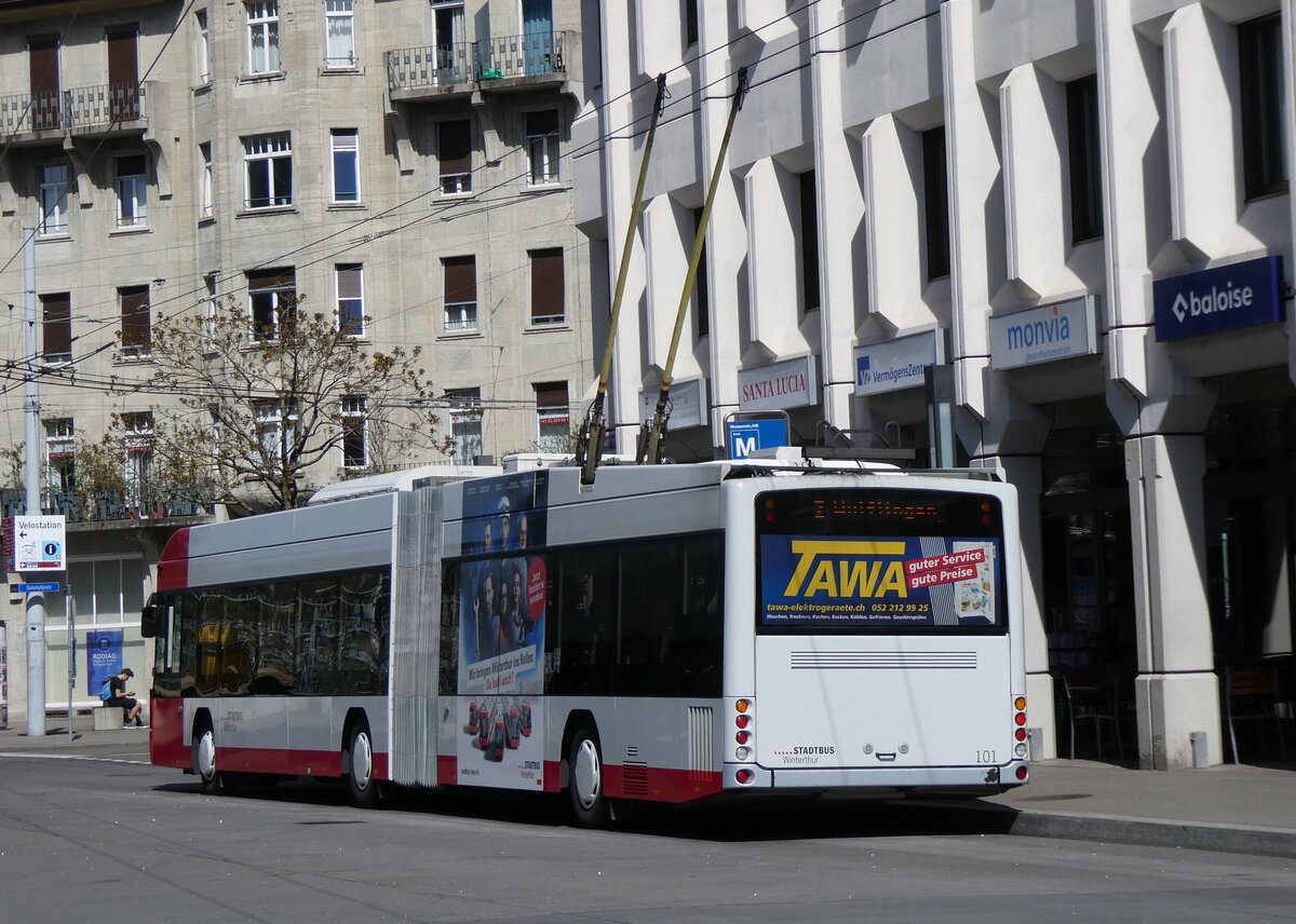 (274'088) - SW Winterthur - Nr. 101 - Hess/Hess Gelenktrolleybus am 19. April 2025 in Winterthur, Museumstrasse/HB