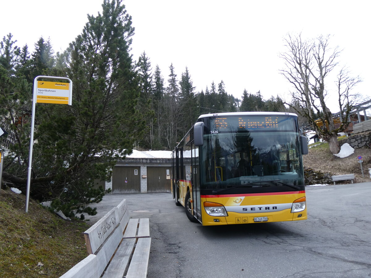 (274'176) - Fl�ck, Brienz - Nr. 3/BE 568'700/PID 5426 - Setra am 24. April 2025 in Axalp, Sportbahnen