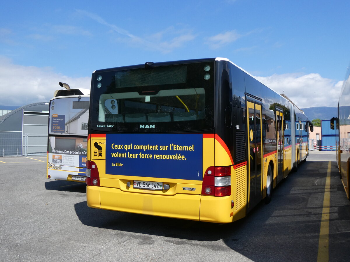 (274'229) - CarPostal Ouest - VD 566'342/PID 11'332 - MAN am 26. April 2025 in Yverdon, Garage