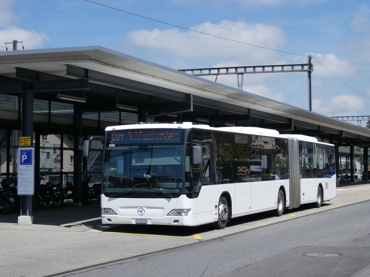 (274'348) - Eurobus, Arbon - Nr. 41/TG 239'027/PID 5330 - Mercedes (ex Nr. 14) am 28. April 2025 beim Bahnhof Sch�pfheim