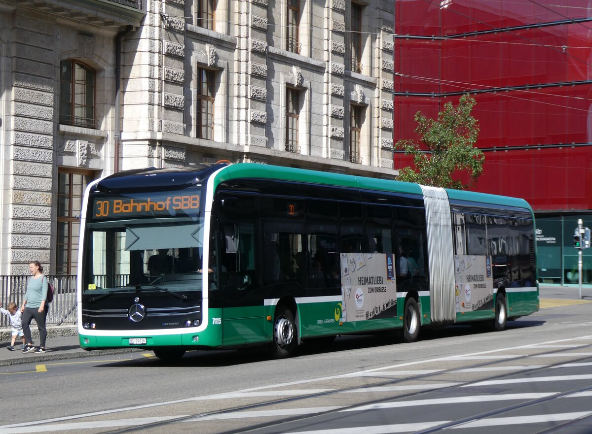 (274'398) - BVB Basel - Nr. 7115/BS 99'116 - eMercedes am 2. Mai 2025 beim Bahnhof Basel