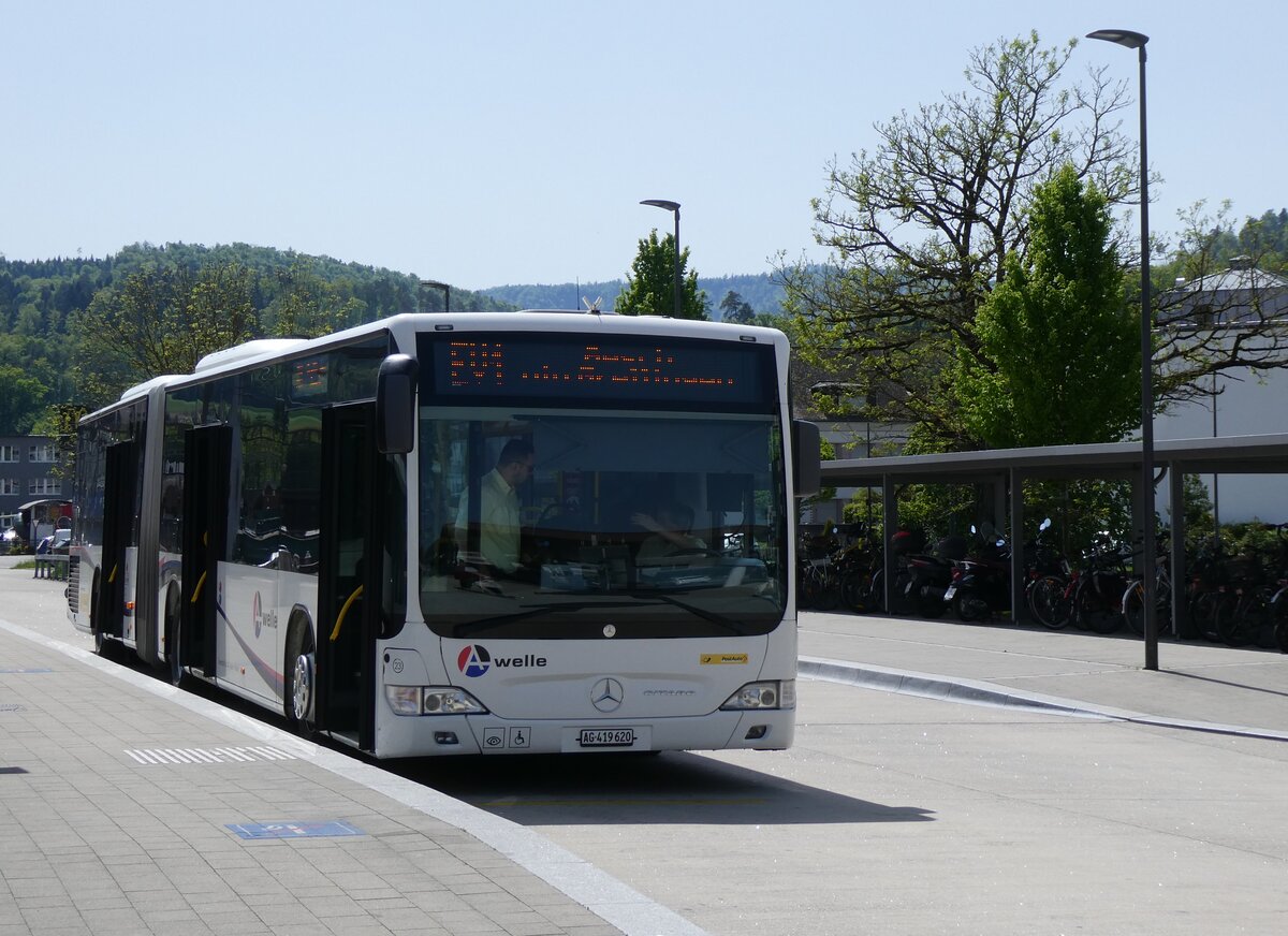 (274'466) - PostAuto Nordschweiz - Nr. 23/AG 419'620/PID 5541 - Mercedes (ex Inderm�hle, Rekingen Nr. 151; ex Twerenbold, Baden Nr. 23) am 2. Mai 2025 beim Bahnhof Laufen