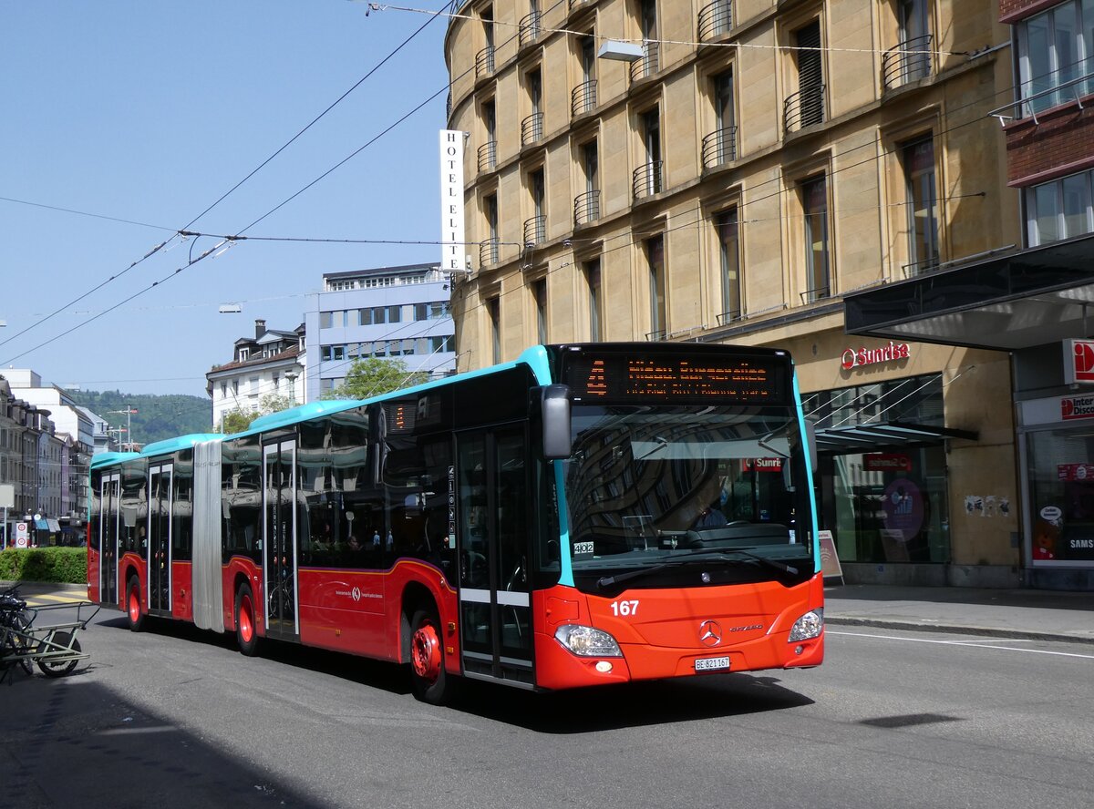 (274'487) - VB Biel - Nr. 167/BE 821'167 - Mercedes am 2. Mai 2025 beim Bahnhof Biel