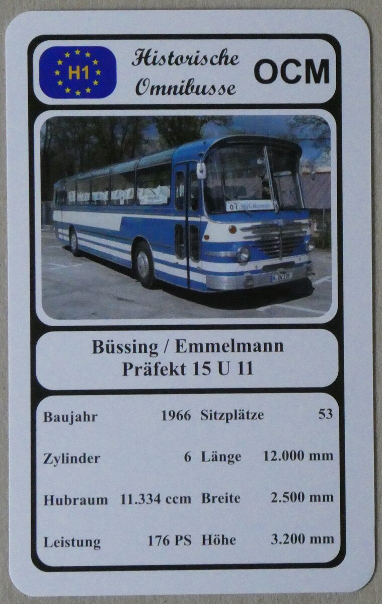 (274'647) - Quartett-Spielkarte mit B�ssing / Emmelmann Pr�fekt 15 U 11 von 1966 am 4. Mai 2025 in Thun