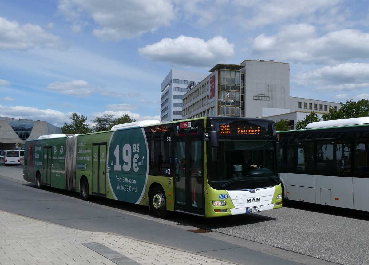 (274'972) - WVG Wolfsburg - Nr. 551/WOB-VG 51 - MAN am 7. Mai 2025 beim Hauptbahnhof Wolfsburg