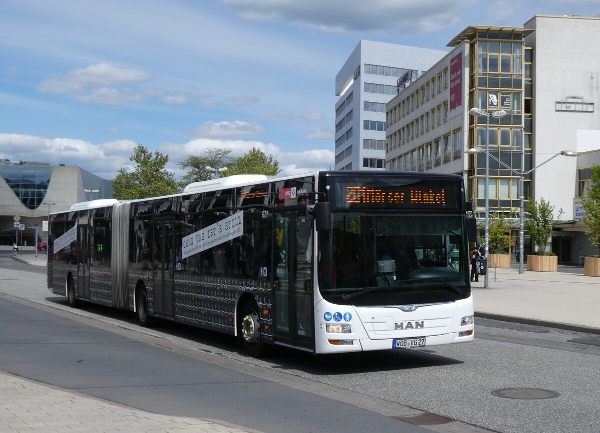 (274'973) - WVG Wolfsburg - Nr. 627/WOB-VG 27 - MAN am 7. Mai 2025 beim Hauptbahnhof Wolfsburg