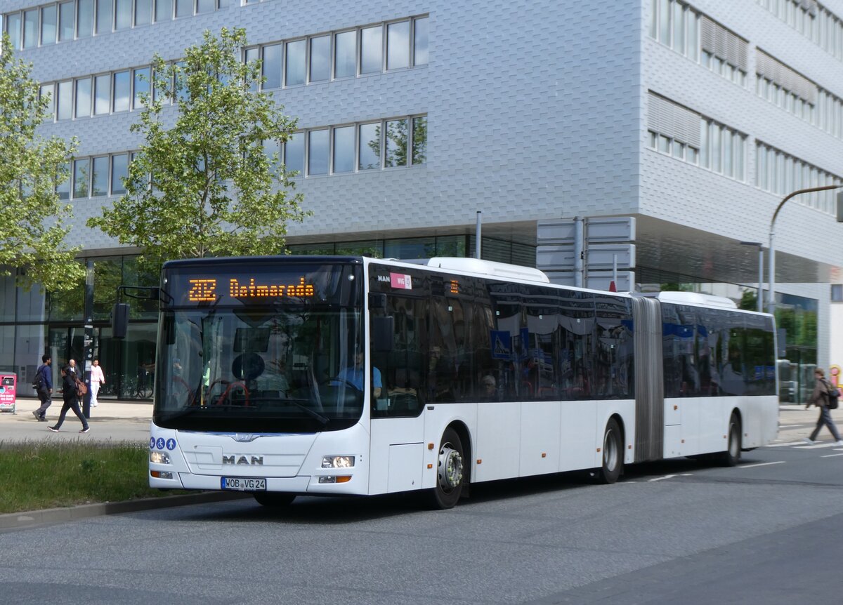 (275'001) - WVG Wolfsburg - Nr. 624/WOB-VG 24 - MAN am 7. Mai 2025 beim Hauptbahnhof Wolfsburg