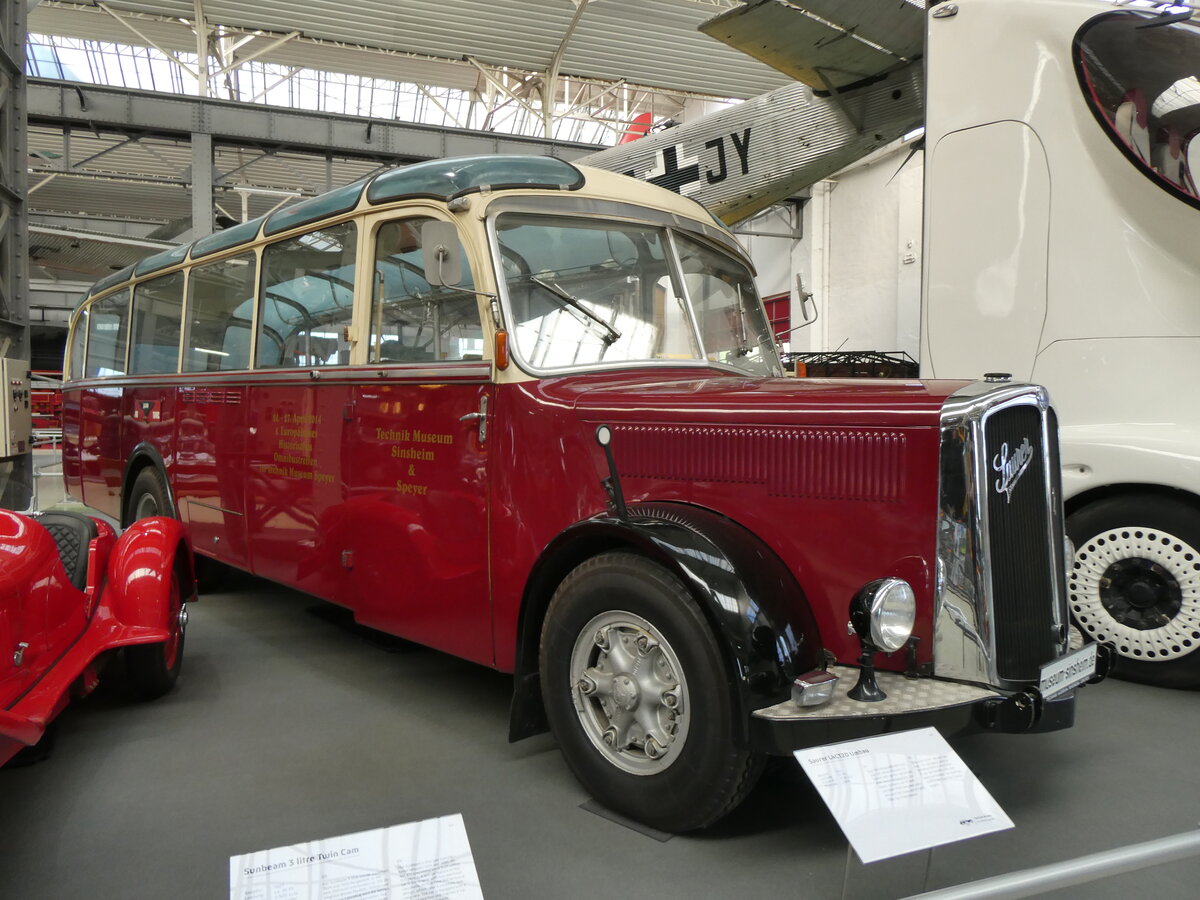(275'478) - Museum, Sinsheim - Nr. 2 - Saurer/R&J (ex Renndienst-Fahrzeug; ex Sol�r&Fontana, CH-Ilanz) am 12. Mai 2025 in Speyer, Technik-Museum 