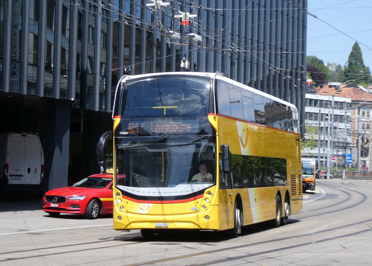 (275'577) - PostAuto Ostschweiz - SG 443'913/PID 11'034 - Alexander Dennis am 15. Mai 2025 beim Bahnhof St. Gallen