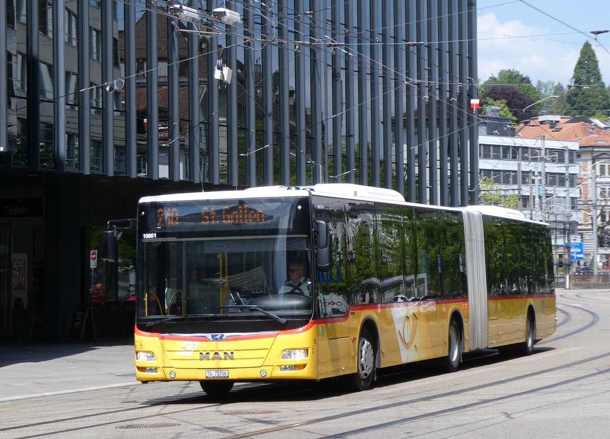 (275'588) - Eurobus, Arbon - Nr. 12/TG 76'706/PID 10'801 - MAN am 15. Mai 2025 beim Bahnhof St. Gallen