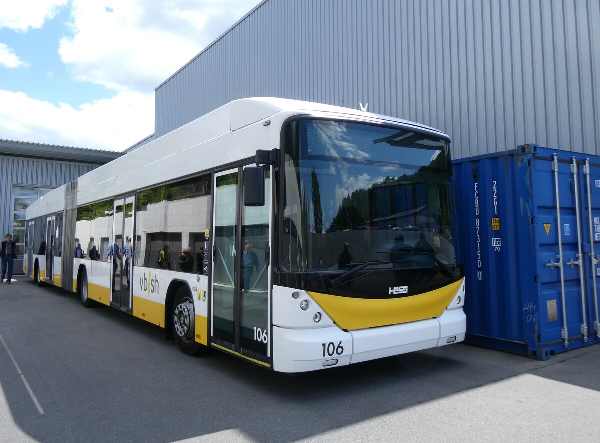 (275'667) - VBSH Schaffhausen - Nr. 106 - Hess/Hess Gelenktrolleybus am 17. Mai 2025 in Schaffhausen, Busdepot