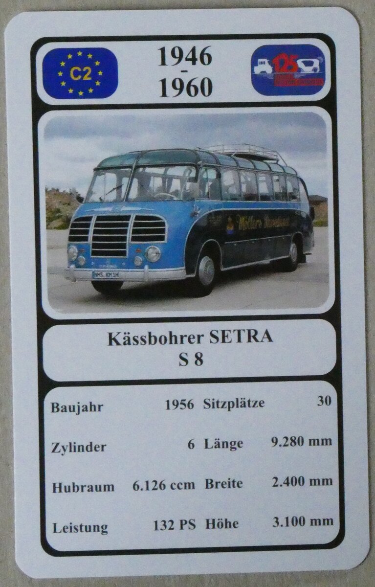 (275'796) - Quartett-Spielkarte mit K�ssbohrer SETRA S 8 von 1956 am 25. Mai 2025 in Thun
