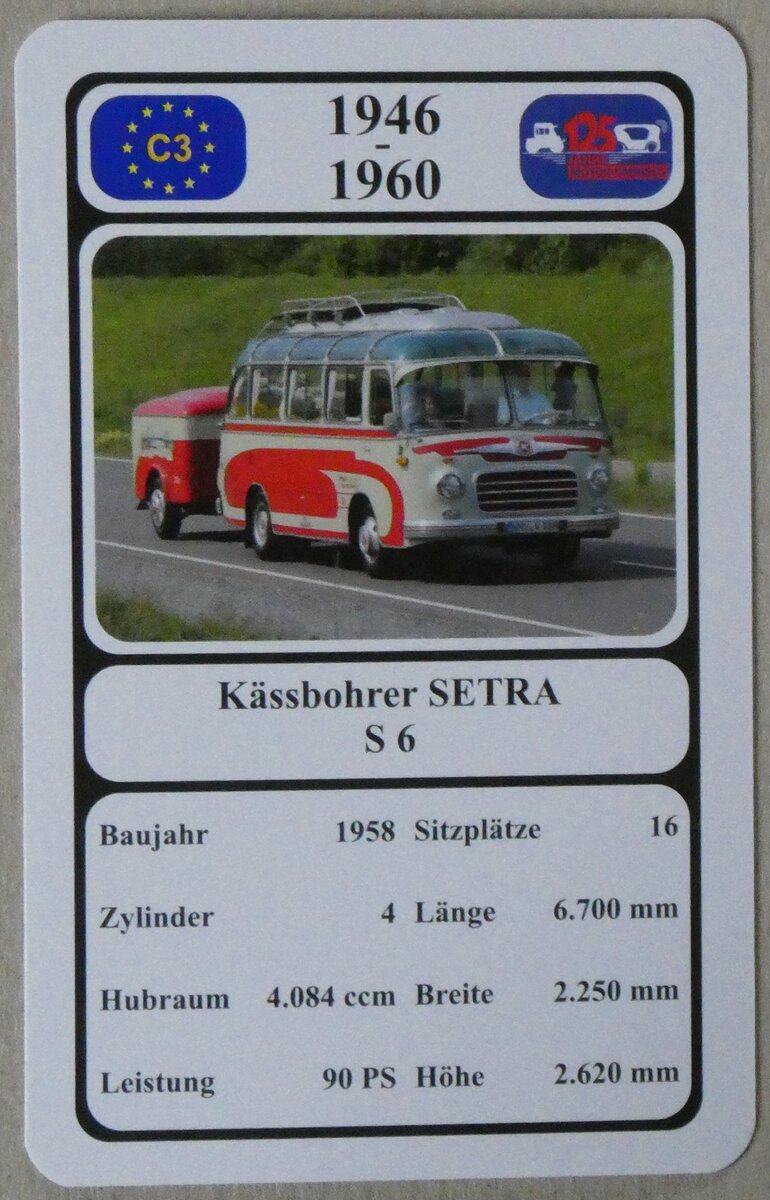 (275'797) - Quartett-Spielkarte mit K�ssbohrer SETRA S 6 von 1958 am 25. Mai 2025 in Thun
