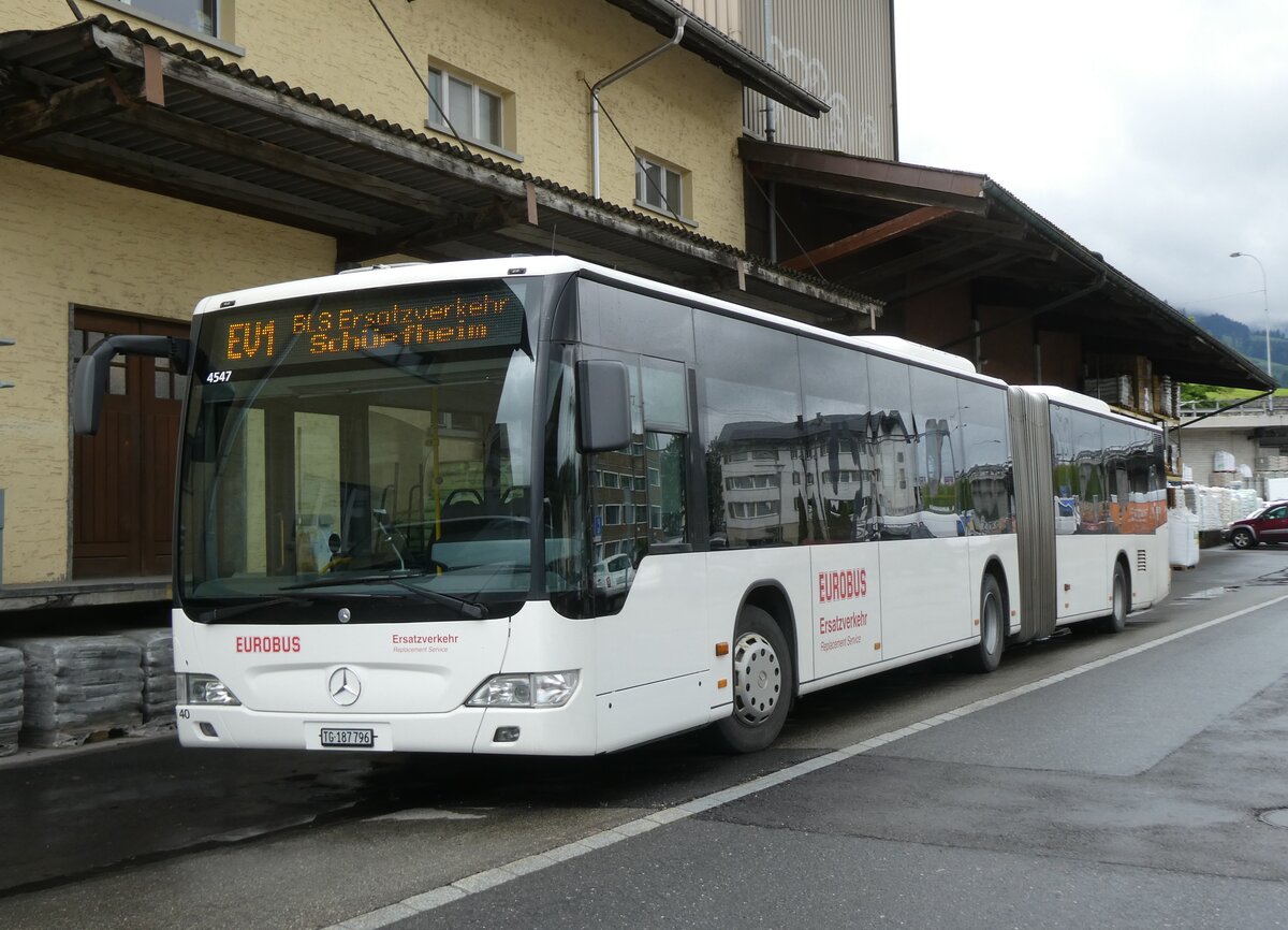 (275'837) - Eurobus, Arbon - Nr. 40/TG 187'796/PID 4547 - Mercedes (ex Nr. 13) am 26. Mai 2025 beim Bahnhof Sch�pfheim