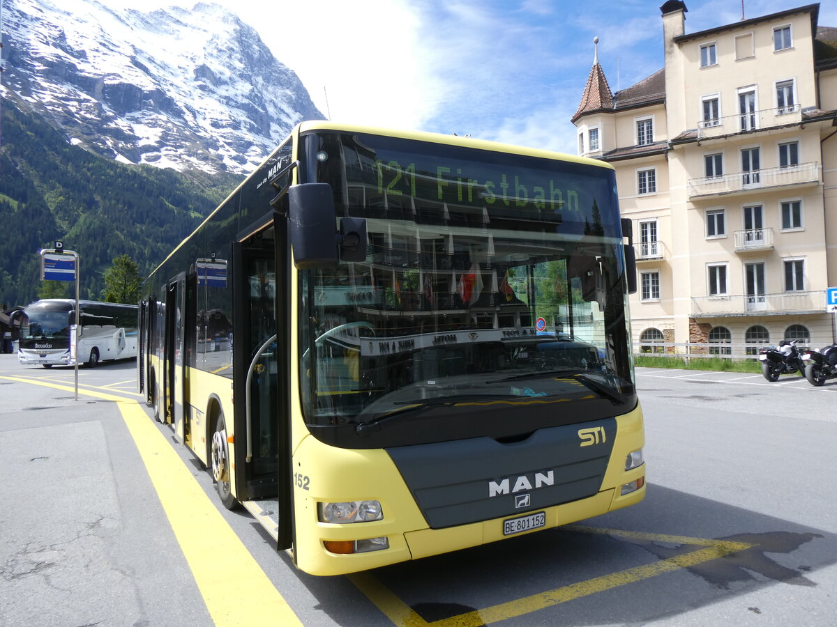 (275'937) - STI Thun - Nr. 152/BE 801'152 - MAN am 29. Mai 2025 beim Bahnhof Grindelwald