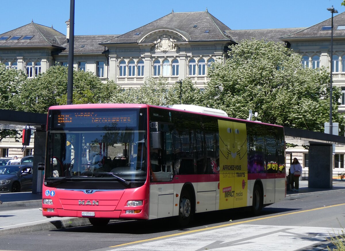 (276'007) - TRAVYS Yverdon - Nr. 113/VD 559'012 - MAN am 30. Mai 2025 beim Bahnhof Yverdon