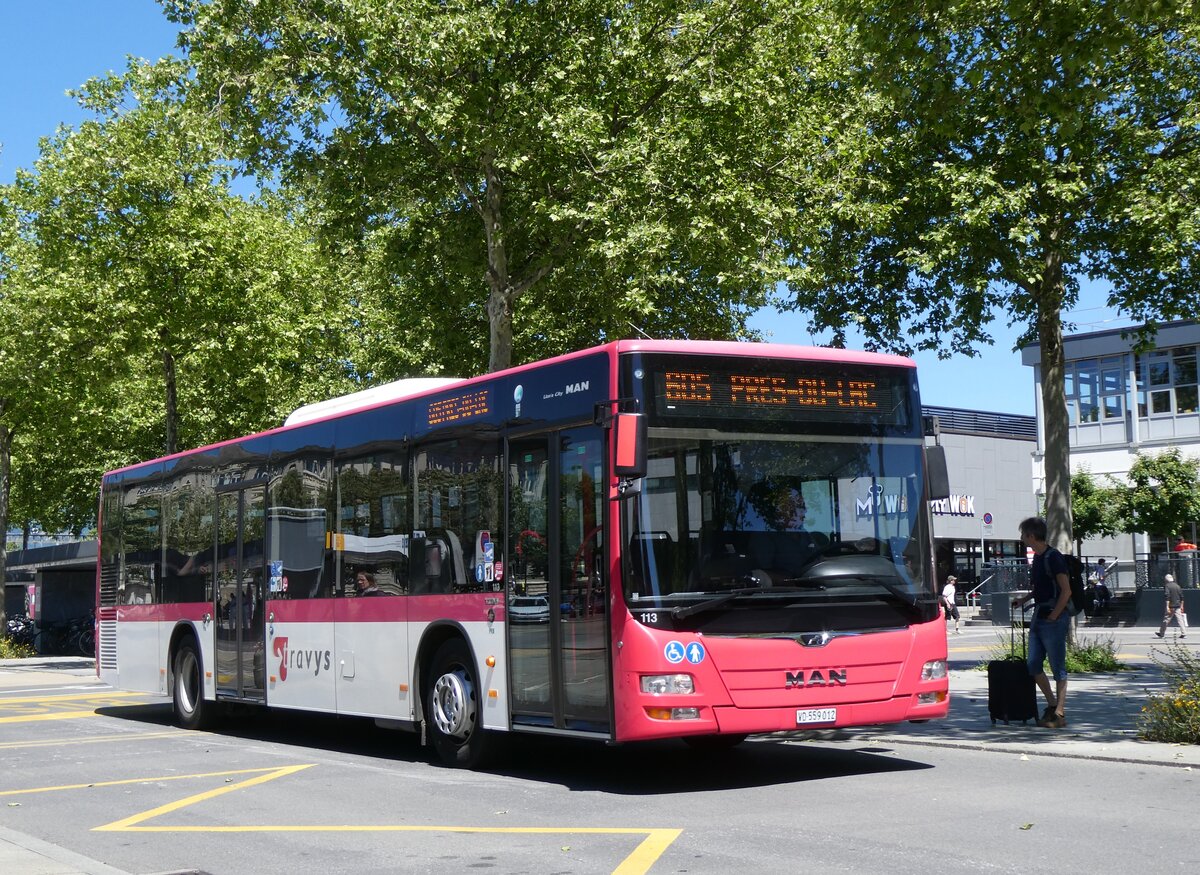 (276'019) - TRAVYS Yverdon - Nr. 113/VD 559'012 - MAN am 30. Mai 2025 beim Bahnhof Yverdon