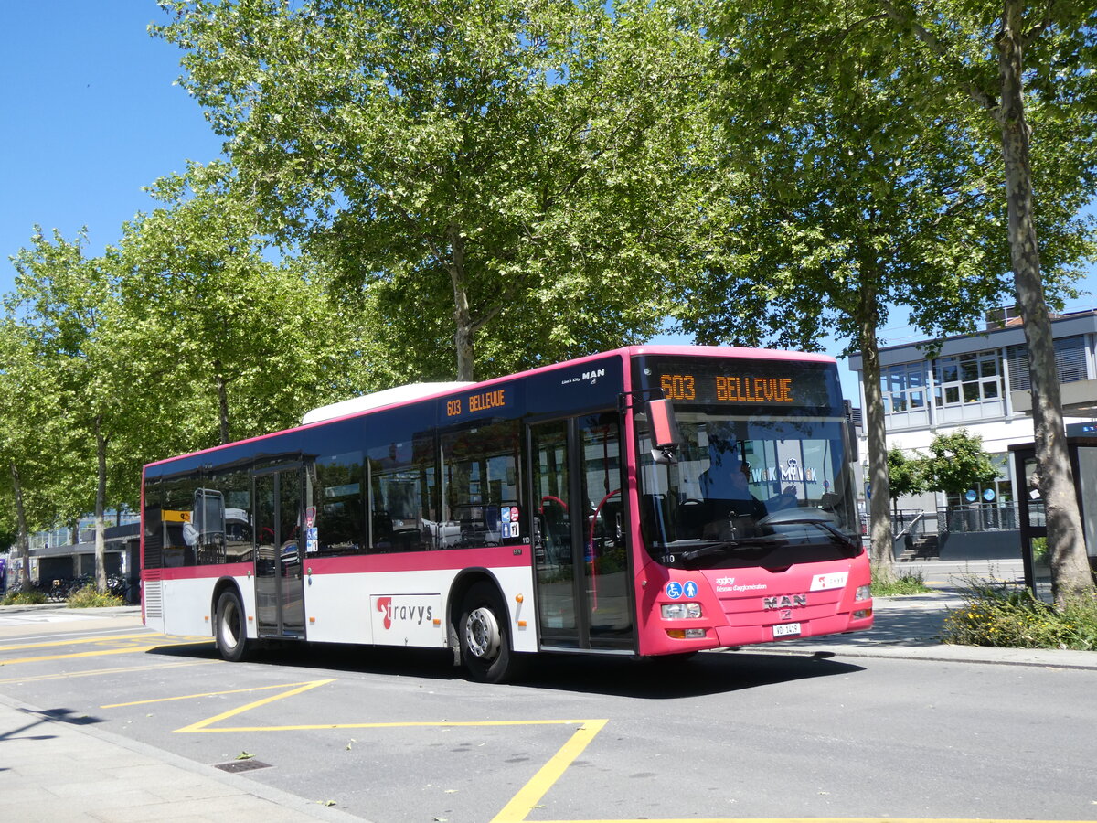 (276'033) - TRAVYS Yverdon - Nr. 110/VD 1419 - MAN am 30. Mai 2025 beim Bahnhof Yverdon
