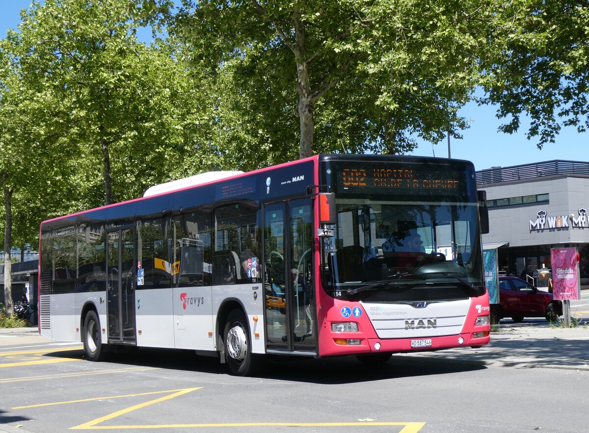 (276'035) - TRAVYS Yverdon - Nr. 114/VD 587'546 - MAN am 30. Mai 2025 beim Bahnhof Yverdon