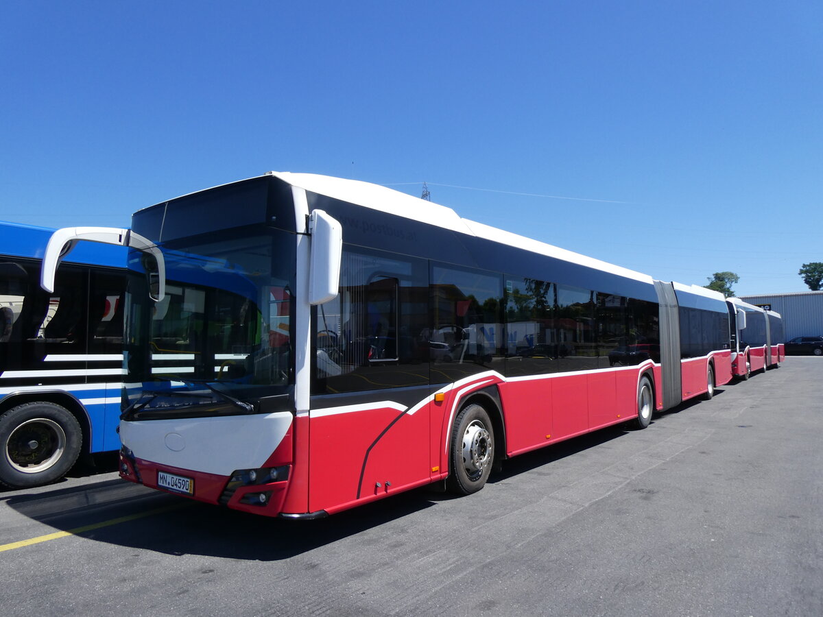 (276'067) - Aus Oesterreich: PostBus - MN 04'590 (BD 15'720) - Solaris am 30. Mai 2025 in Kerzers, Interbus (deutsches Kennzeichen)