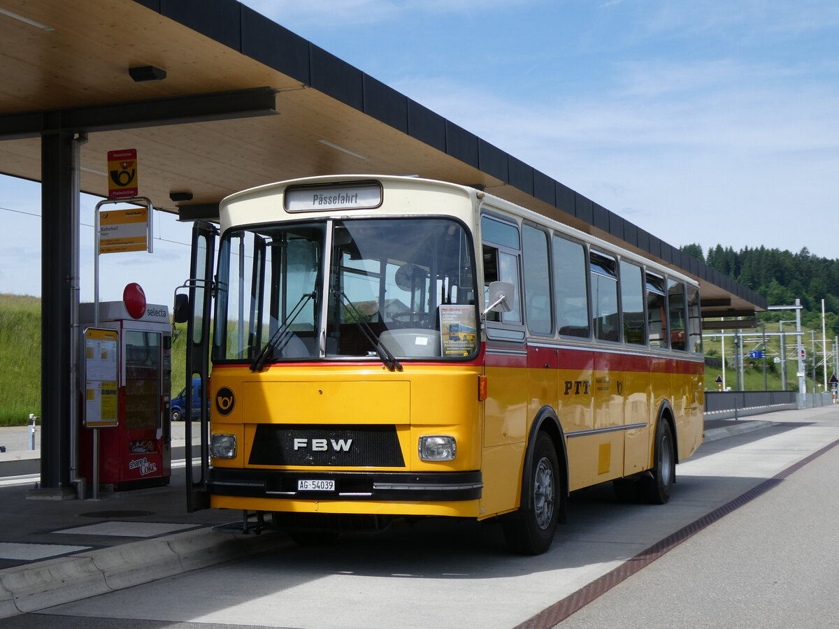 (276'188) - Birchler, Remetschwil - AG 54'039 - FBW/T�scher (ex Gerber, Winkel; ex Eggenberger, M�riken; ex Tanner, Bubendorf; ex P 24'803) am 1. Juni 2025 beim Bahnhof Biglen