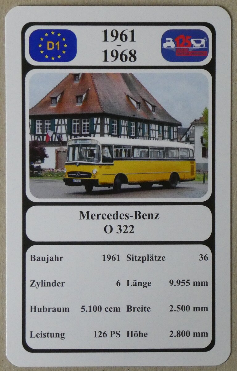 (276'206) - Quartett-Spielkarte mit Mercedes-Benz O 322 von 1961 am 2. Juni 2025 in Thun