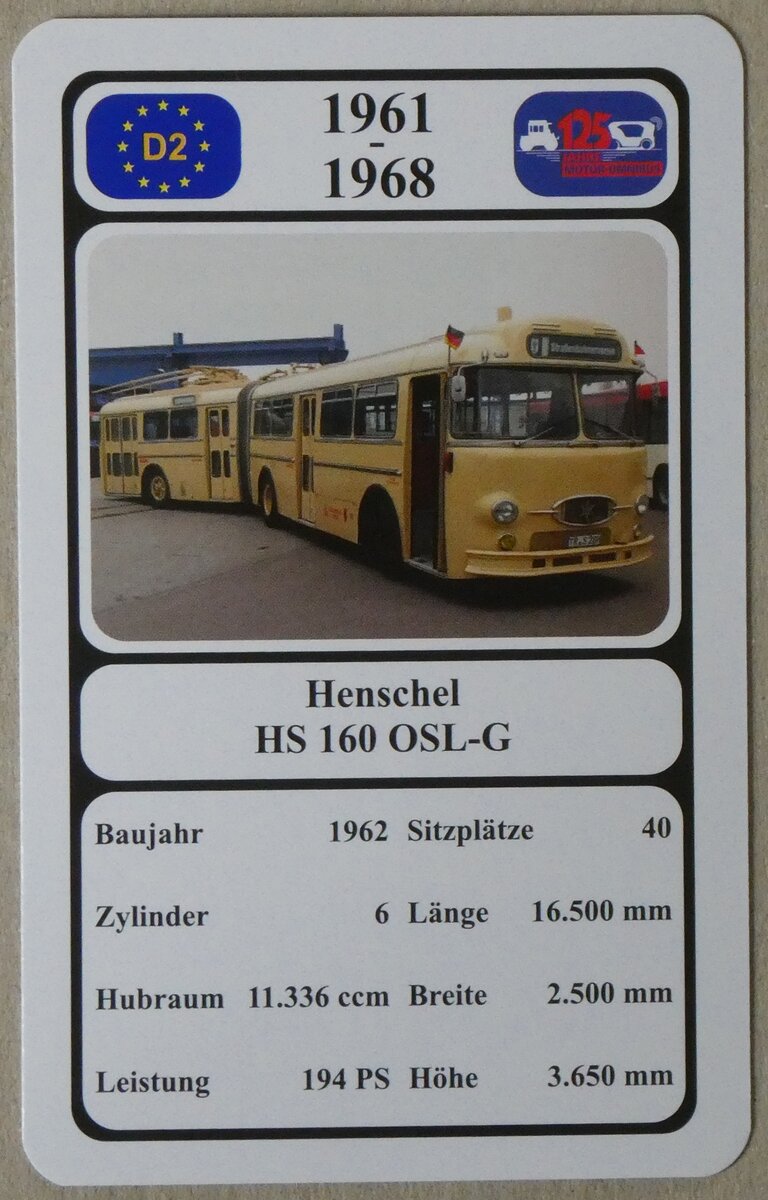 (276'207) - Quartett-Spielkarte mit Henschel HS 160 OSL-G von 1962 am 2. Juni 2025 in Thun