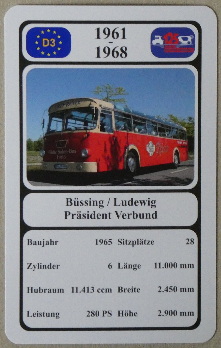 (276'208) - Quartett-Spielkarte mit B�ssing / Ludewig Pr�sident Verbund von 1965 am 2. Juni 2025 in Thun
