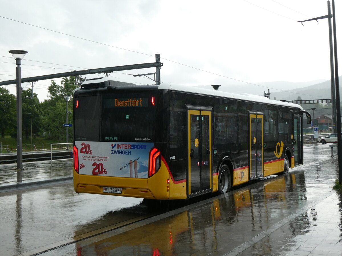 (276'255) - PostAuto Nordschweiz - BL 155'568/PID 12'058 - MAN am 3. Juni 2025 beim Bahnhof Laufen