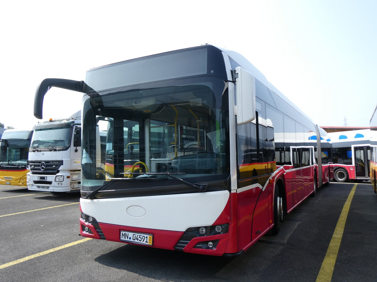 (276'518) - Aus Oesterreich: PostBus - MN 04'591 (BD 15'711) - Solaris am 9. Juni 2025 in Kerzers, Interbus (deutsches Kennzeichen)