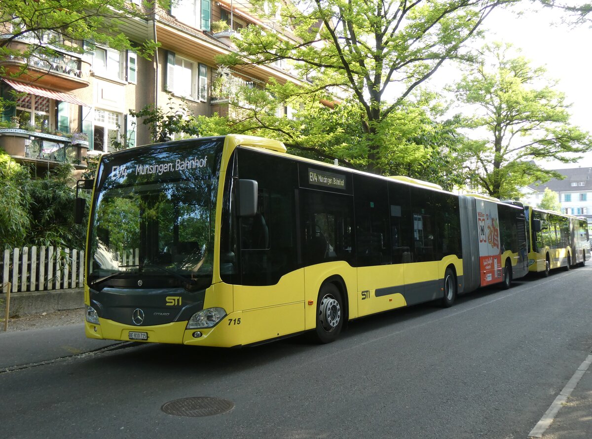 (276'556) - STI Thun - Nr. 715/BE 810'715 - Mercedes am 13. Juni 2025 beim Bahnhof Thun (Kante X)