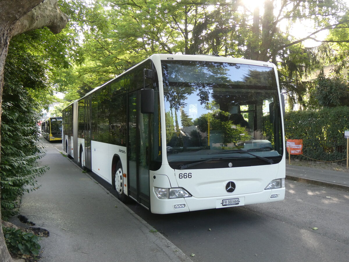 (276'559) - Intertours, Domdidier - Nr. 666/FR 300'666 - Mercedes (ex STI Thun Nr. 136) am 13. Juni 2025 beim Bahnhof Thun (Kante X) 