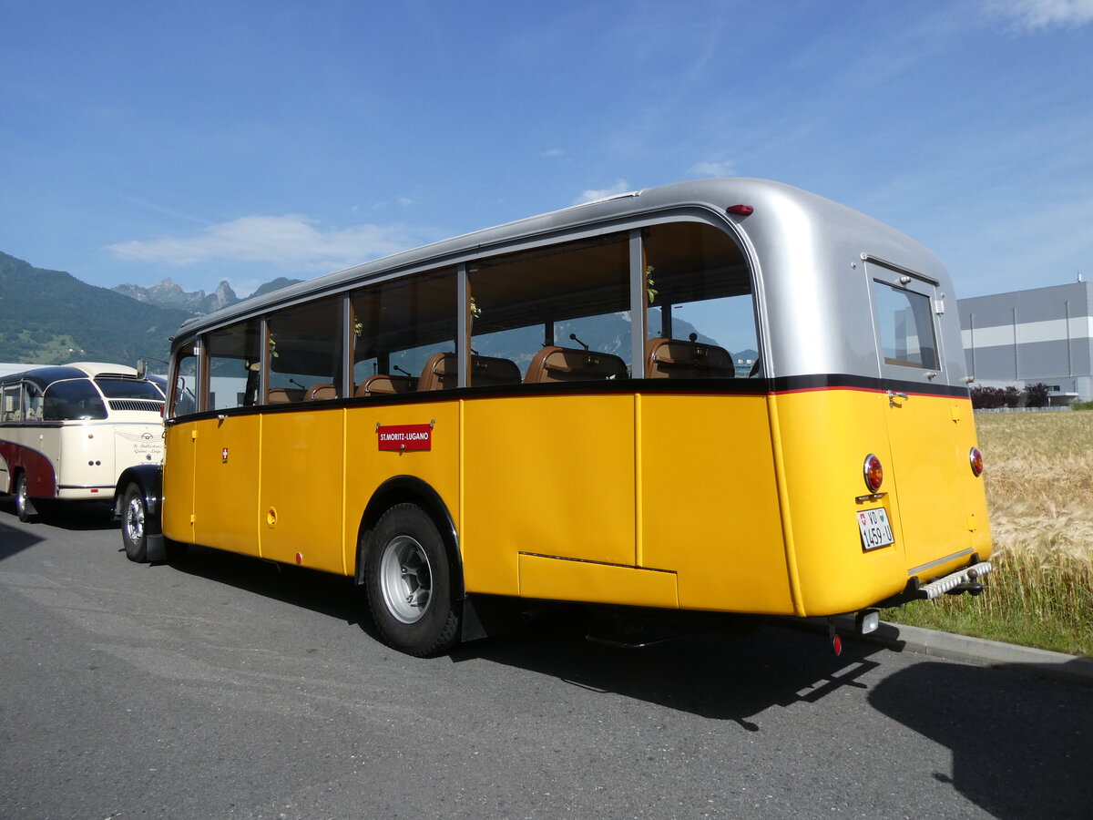 (276'619) - Riviera Carburant Lavage, St-L�gier - VD 1459 U - Saurer/Saurer (ex Oldtimer Club Saurer, Arbon; ex AVG Grindelwald; ex P 23'106; ex P 2160) am 14. Juni 2025 in Aigle, Kolly SA